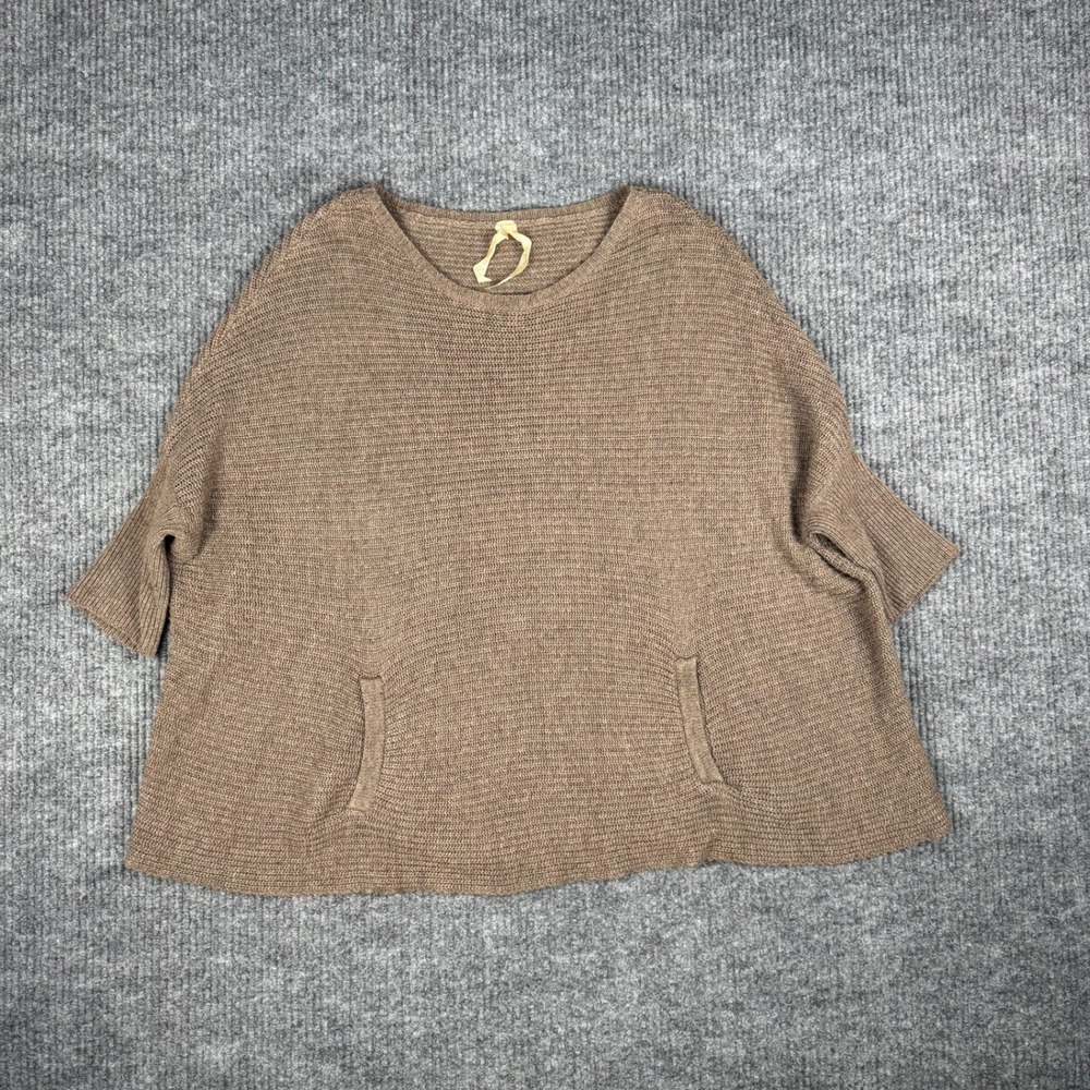 Mystree Sweater Womens S/M Taupe Wool Blend Boxy Oversized Pullover Beachy Boho